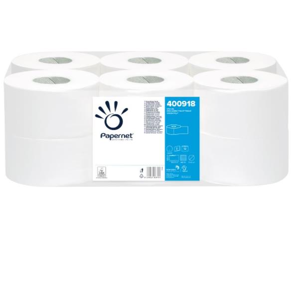 Carta igienica Mini Jumbo - 2 veli - 16,5 gr -  diametro 19,5 cm - 9,5 cm x 152 m - Papernet