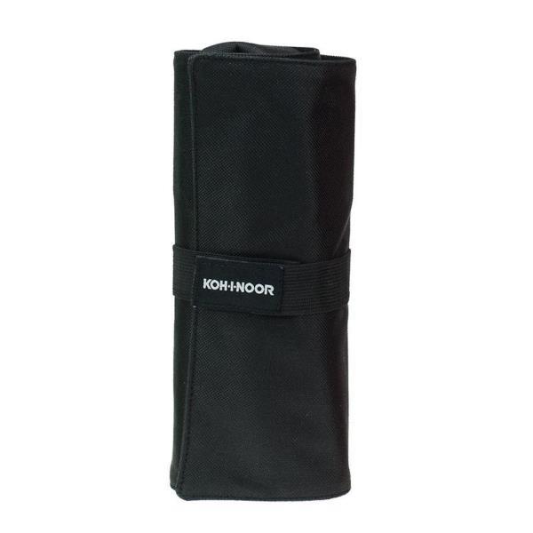 Astuccio arrotolabile Roller - con astuccio zip interno - 24 scomparti - 7,5 x 21,5 cm - tessuto - nero - Koh.I.Noor