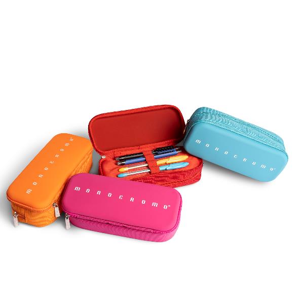 Astuccio 2 zip Monocromo -  21 x 5 x 9 cm - silicone/poliestere - colori assortiti - Pigna