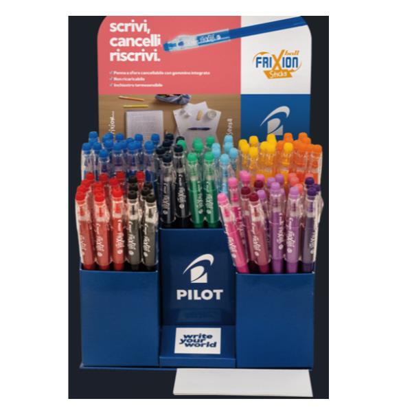 Penna sfera Frixionball Sticks - cancellabile - punta 0,7 mm - colori assortiti - Pilot - expo 72 pezzi