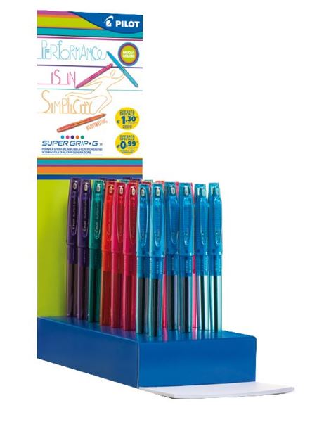 Penna a scatto Supergrip G - punta 1,6mm - colori assortiti  - Pilot - expo 48 pezzi