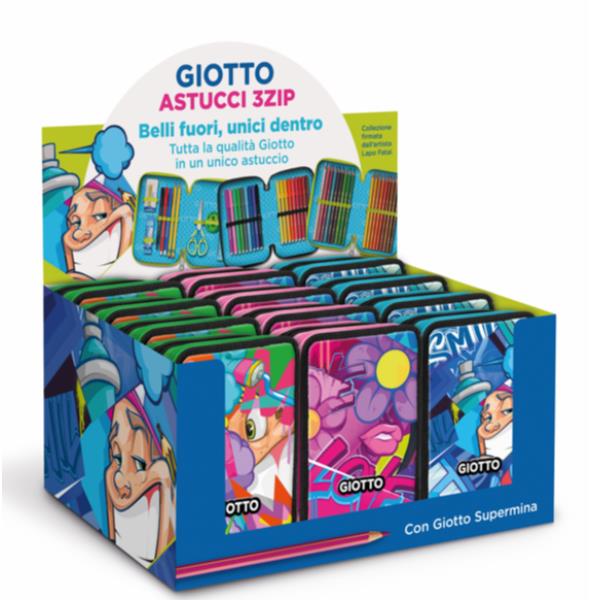 Astuccio 3 zip Young Street collection - 19,5 x 7,5 x 12,9 cm - PL - fantasie assortite - Giotto