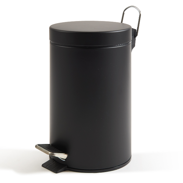 Pattumiera Premium - con pedale e vaschetta - 5 L - nero satinato - Perfetto