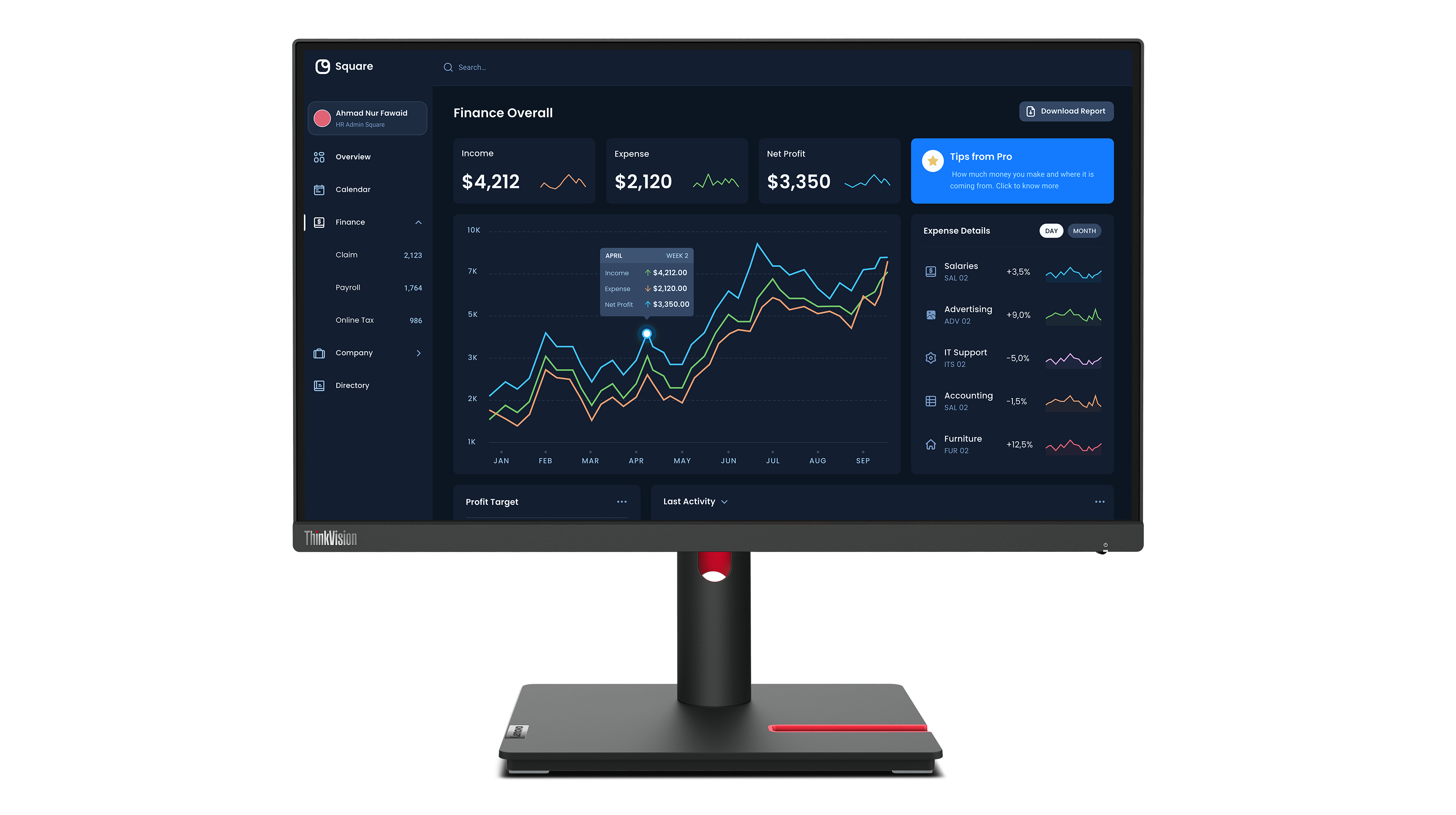 Lenovo ThinkVision T22i-30 - Monitor a LED - 21.5" - 1920 x 1080 Full HD (1080p) @ 60 Hz - IPS - 250 cd/m² - 1000:1 - 4 ms - HDMI, VGA, DisplayPort - nero corvino - per ThinkCentre neo 70t 11YU; ThinkPad P15 Gen 2 20YQ