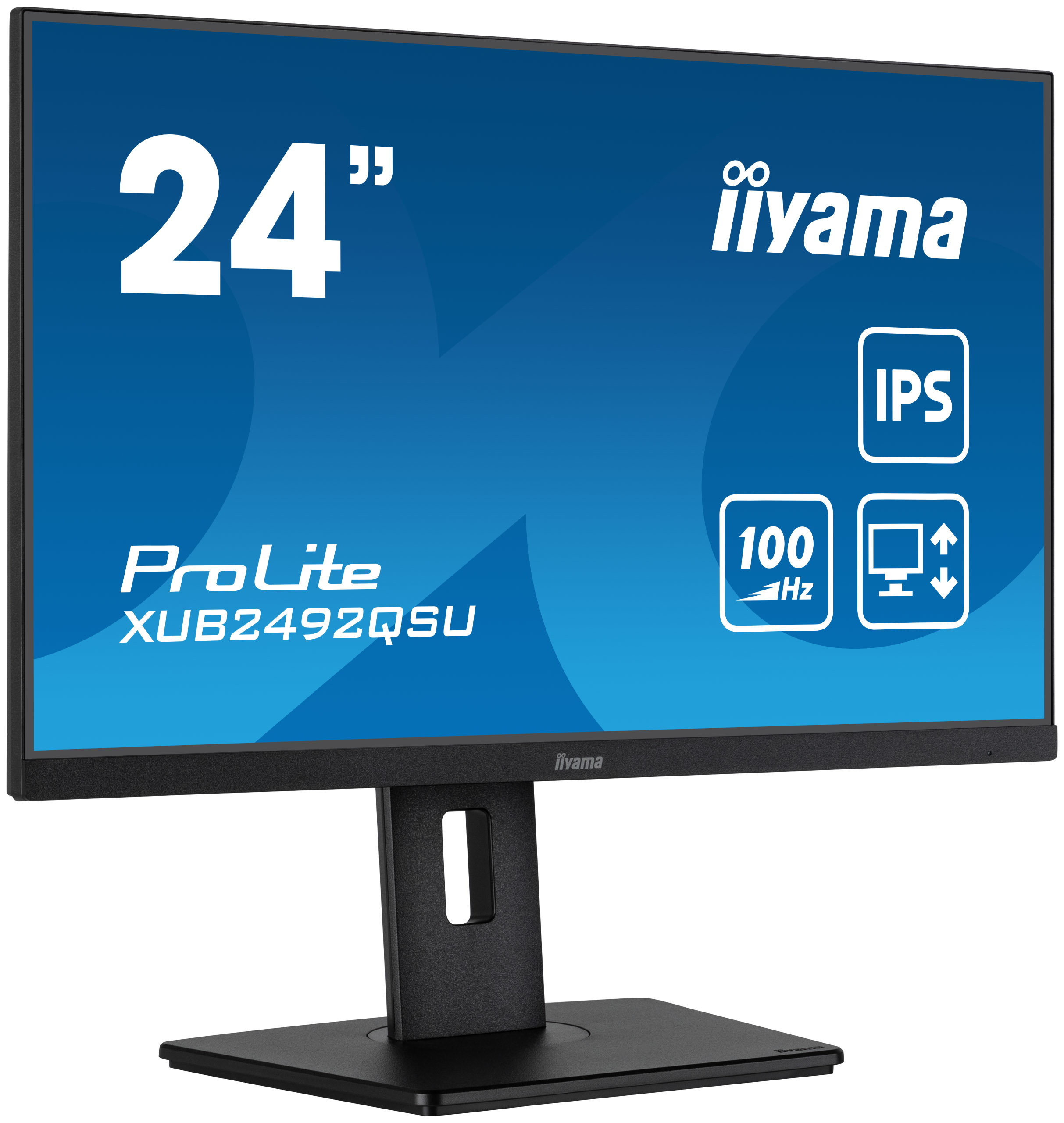 iiyama ProLite XUB2492QSU-B1 - Monitor a LED - 24" (23.8" visualizzabile) - 2560 x 1440 WQHD @ 100 Hz - IPS - 300 cd/m² - 1000:1 - 0.5 ms - HDMI, DisplayPort - altoparlanti - nero, opaco