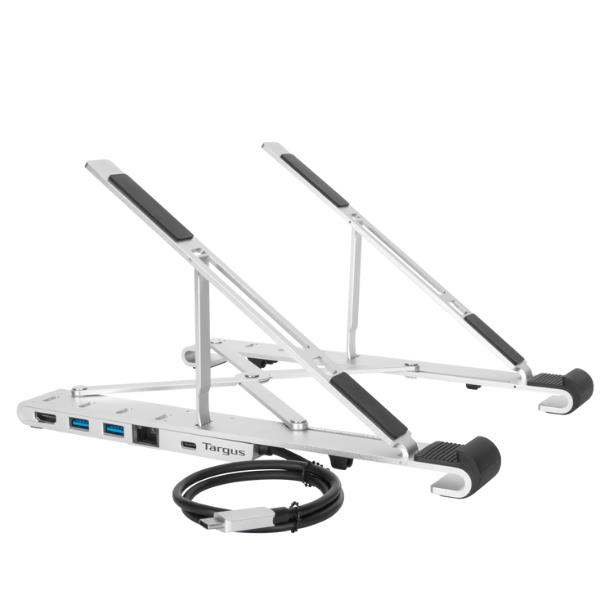 Targus Portable Stand with Integrated Dock - Stazione docking + supporto notebook - USB-C 3.2 Gen 1 / Thunderbolt 3 - HDMI - GigE