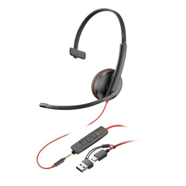 Cuffie e Auricolari - Poly Blackwire 3215 USB-CA + AUX 3,5 mm (SFUSE)