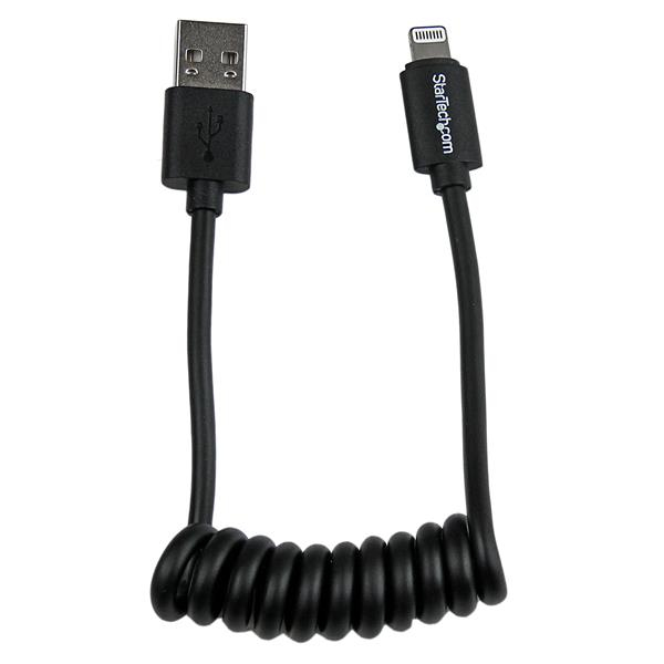 StarTech.com Cavo da Lightning a USB a spirale da 0,3 m - Cavo di ricarica Lightning per iPhone / iPad / iPod - Certificato Apple MFi - Cavo da Lightning a USB - Nero (USBCLT30CMB) - Cavo Lightning - Lightning maschio a USB maschio - 30 cm - schermato - nero - per Apple iPad/iPhone/iPod (Lightning)