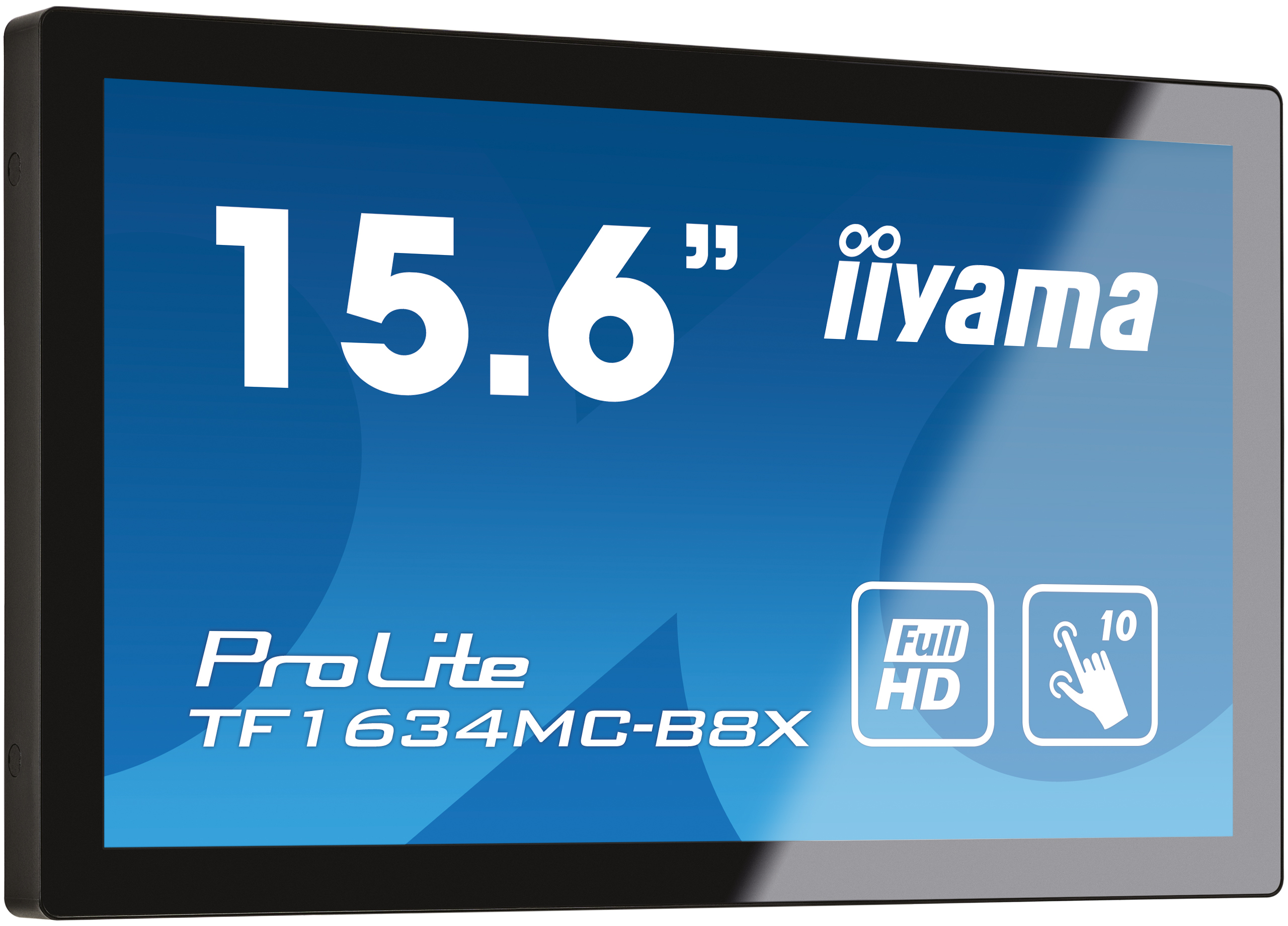 iiyama ProLite TF1634MC-B8X - Monitor a LED - 15.6" - telaio aperto - touchscreen - 1920 x 1080 Full HD (1080p) @ 60 Hz - IPS - 450 cd/m² - 700:1 - 25 ms - HDMI, VGA, DisplayPort - nero, opaco
