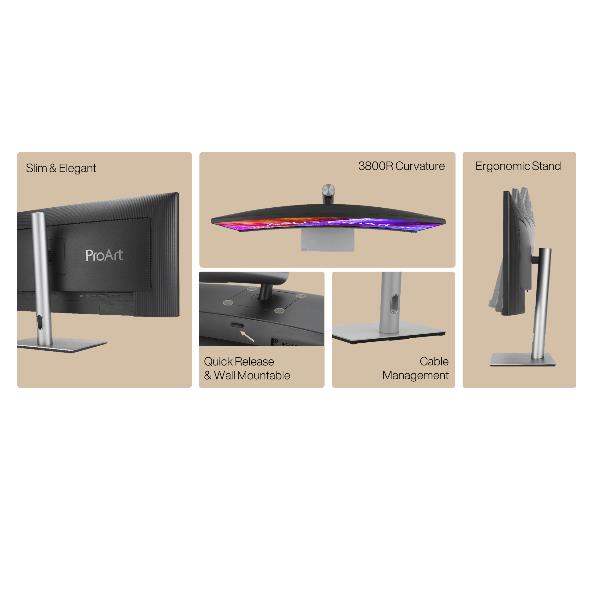 ASUS ProArt PA34VCNV - Monitor a LED - curvato - 34.1" - 3440 x 1440 UWQHD @ 60 Hz - IPS - 300 cd/m² - 1000:1 - HDR10 - 5 ms - 2xHDMI, 2xDisplayPort, USB-C - altoparlanti - nero