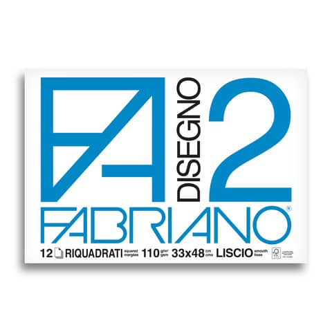 Album F2 - 33 x 48 cm - 12 fogli - 110 gr - liscio squadrato - collato - Fabriano