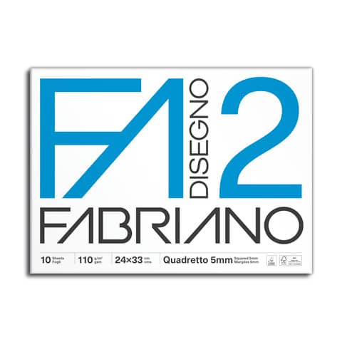 Album F2 - 24 x 33 cm - 10 fogli - 110 gr - quadretto 5mm - punto metallo - Fabriano