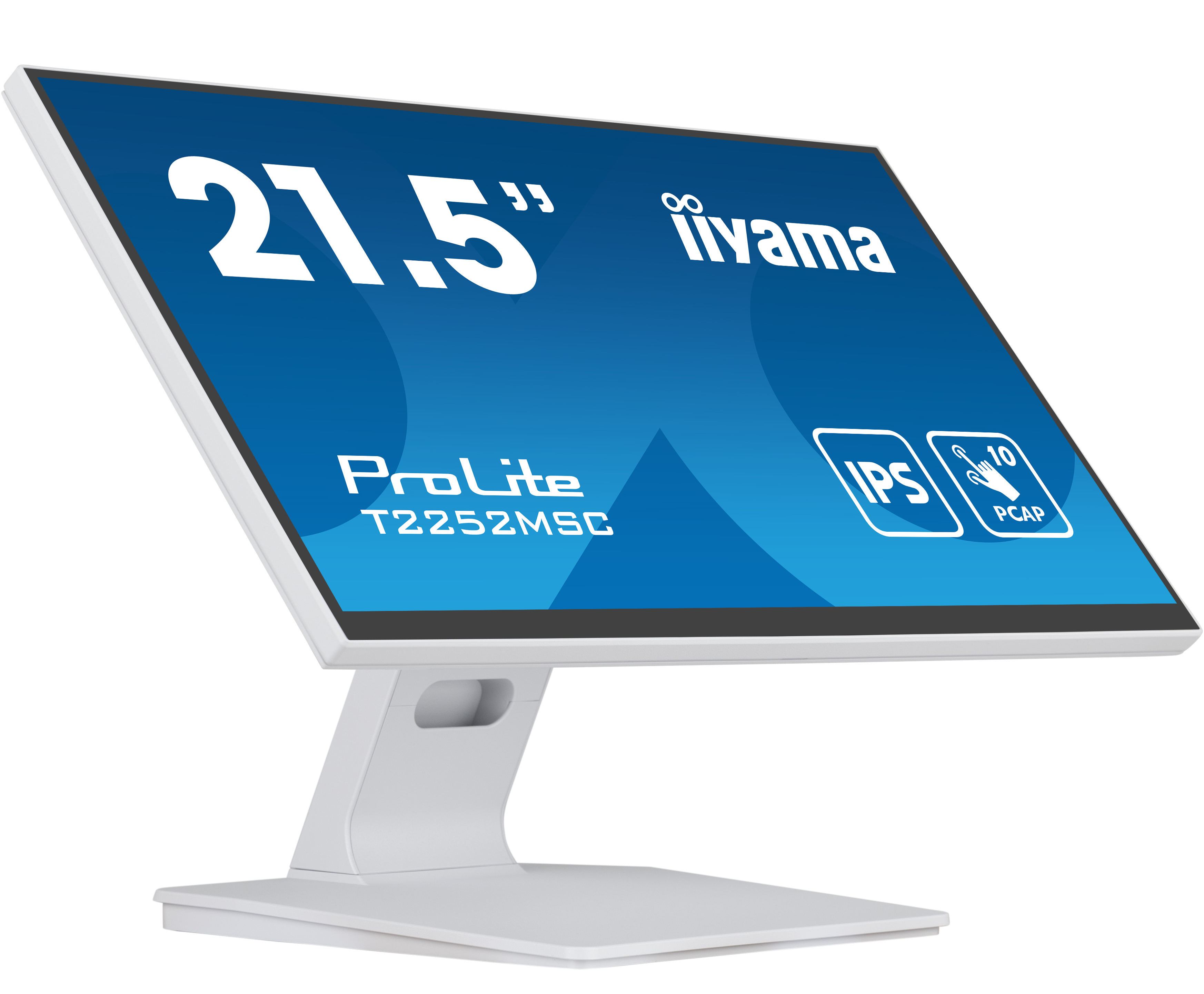 iiyama ProLite T2252MSC-W2 - Monitor a LED - 21.5" - touchscreen - 1920 x 1080 Full HD (1080p) - IPS - 250 cd/m² - 1000:1 - 5 ms - HDMI, DisplayPort - altoparlanti - bianco, opaco
