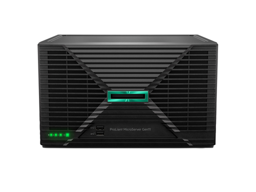 HPE ProLiant MicroServer Gen11 - Server - montabile in rack - 1 via - 1 x Xeon E-2434 / fino a 5 GHz - RAM 32 GB - SATA - non-hot-swap 3.5" baia(e) - HDD 2 x 4 TB - Gigabit Ethernet -monitor: nessuno