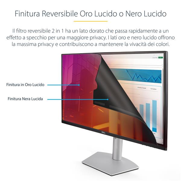 StarTech.com 23.8-inch 16:9 Gold Monitor Privacy Screen, Reversible Filter w/Enhanced Privacy, Blue Light Shield, Computer Security Filter, Removable Screen Protector - +/- 30 Deg. View Angle, Gold and Black Sides (238G-PRIVACY-SCREEN) - Filtro privacy schermo - A due vie - rimovibile - plug-in/adesivo - 23,8" - nero, oro