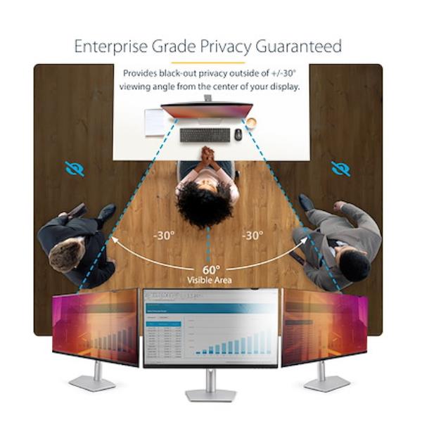 StarTech.com 24-inch 16:10 Gold Monitor Privacy Screen, Reversible Filter w/Enhanced Privacy, Glossy Computer Security Filter, Removable Screen Protector/Shield, +/- 30 Deg. - Filtro privacy schermo - A due vie - rimovibile - plug-in/adesivo - 24" - nero, oro