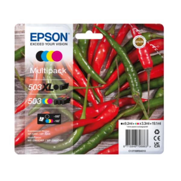 Epson 503 XL Multipack - Confezione da 4 - XL - nero, giallo, ciano, magenta - originale - blister con radiofrequenza / allarme acustico - cartuccia d'inchiostro - per Expression Home XP-5200, XP-5205; WorkForce WF-2960DWF, WF-2965DWF