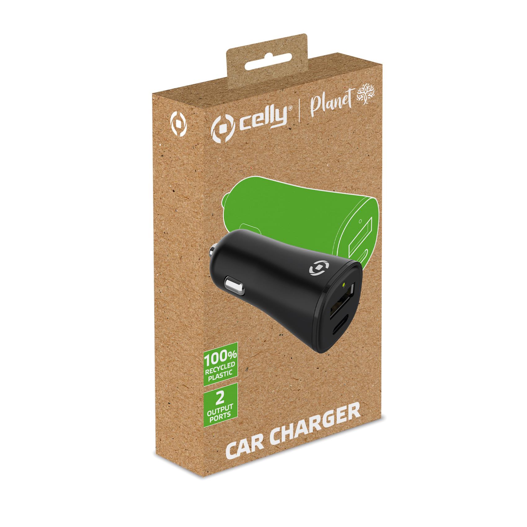 Celly - GRSCCUSBUSBC - USB-AUSB-C Car Charger 32W - 100% Recycled Plastic PLANET COLLECTION