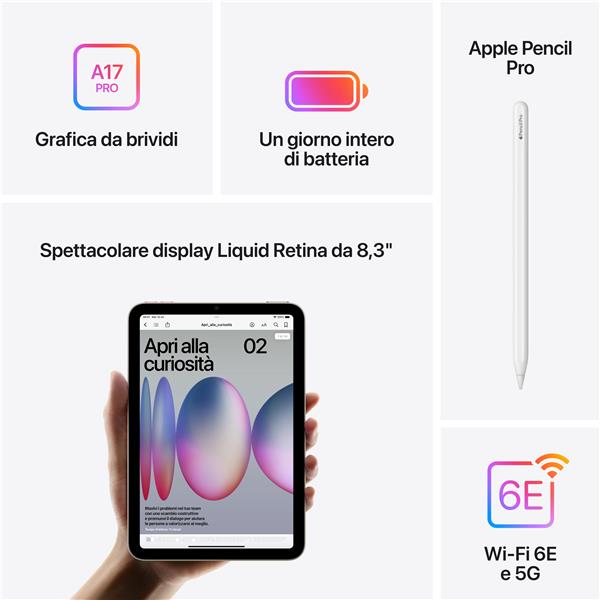 Apple iPad mini A17 Pro Wi-Fi + Cellular - Tablet - 512 GB - 8.3" IPS (2266 x 1488) - 3G, 4G, 5G - viola