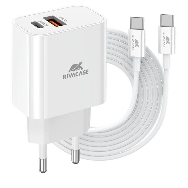 Rivacase CARICATORE DA PARETE USB-C 20W PD + CAVO USB C  USB C