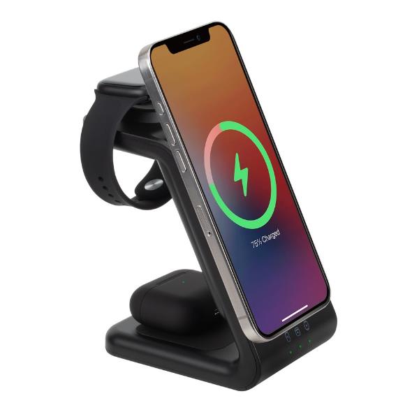 Rivacase Caricatore Stand con batteria portatile Magsafe 5000 mAh Wireless 3 in 1 Nero
