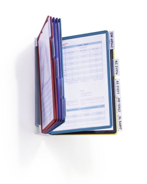 DURABLE VARIO - Leggio a pannelli - montabile a parete - 10 compartimenti - per A4 - grigio, nero, giallo, rosso, verde, blu scuro