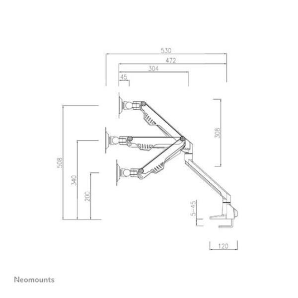 Neomounts FPMA-D750DBLACK2 - Kit montaggio (montaggio su scrivania) - video full-motion - per 2 display LCD - nero - dimensione schermo: 10"-32" - installabile con morsetto, rondella