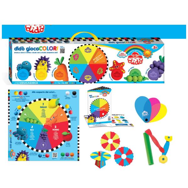 Didò Giocacolori - Set gioco pasta da modellare - nero, bianco, giallo, ciano, viola, rosso, verde, arancione