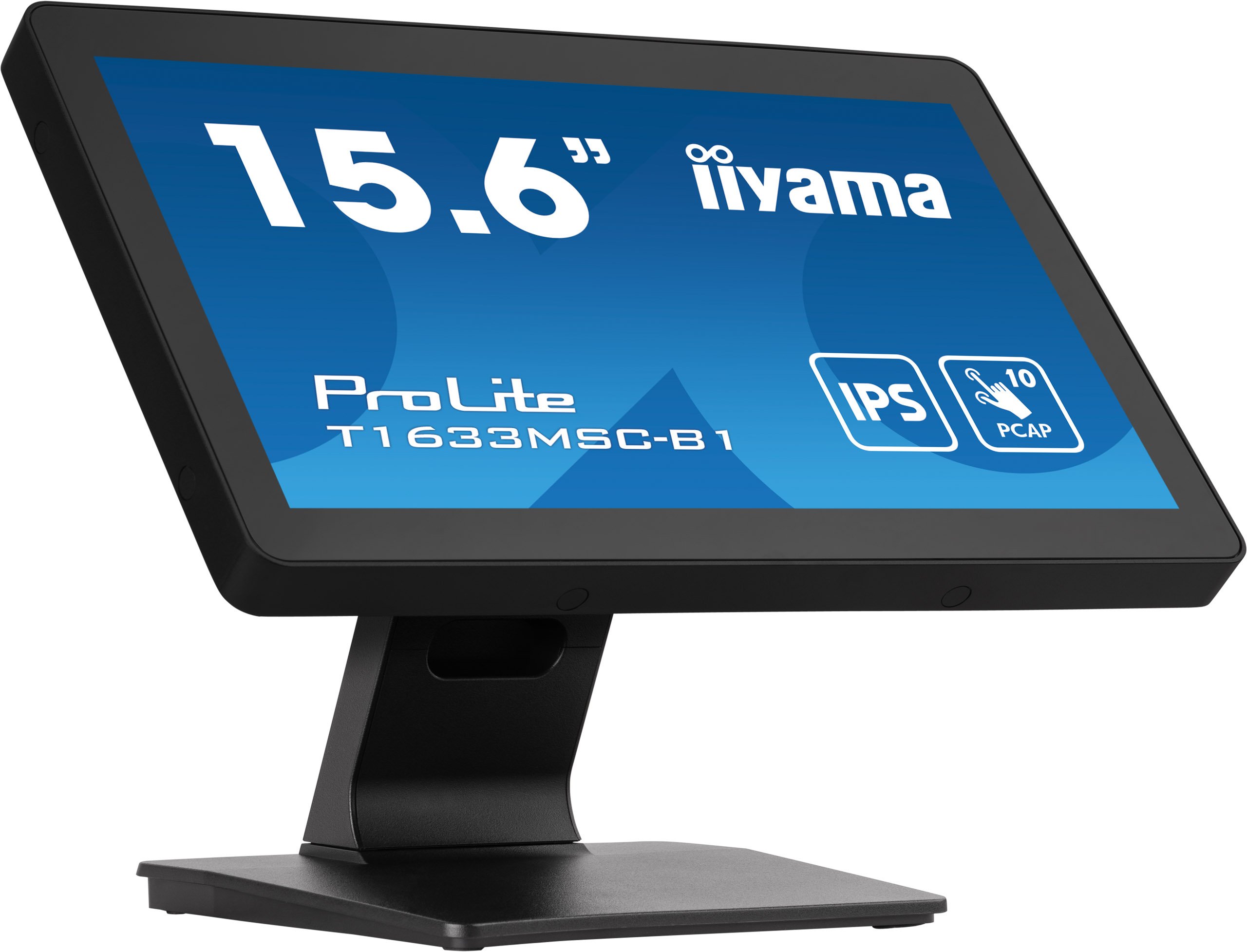 iiyama ProLite T1633MSC-B1 - Monitor a LED - 15.6" - touchscreen - 1920 x 1080 Full HD (1080p) @ 60 Hz - IPS - 450 cd/m² - 1000:1 - 5 ms - HDMI, DisplayPort - altoparlanti - nero, finitura opaca