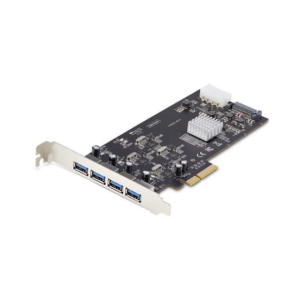 StarTech.com 4-Port USB-A PCIe Card, USB 3.2 5Gbps, 4x USB Controllers - Adattatore USB - PCIe 2.0 x4 - USB 3.2 Gen 1 x 4 - nero - per P/N: FCREADMICRO3V2, USB315AC1M, USB3S2SAT3CB