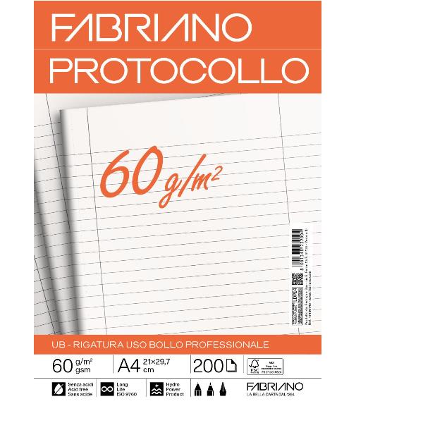 Fabriano CARTA PROTOCOLLO A4 60g 200ff - RIG USO BOLLO