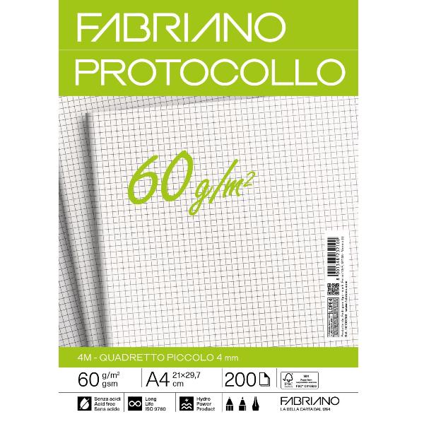 Fabriano CARTA PROTOCOLLO A4 60g 200ff - RIG 4 MM
