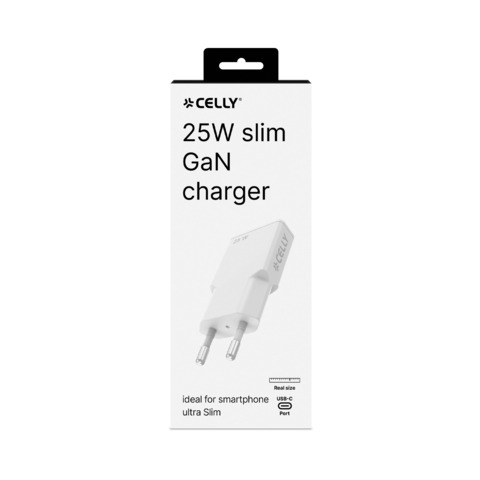 Celly 25W GaN Slim Wall Charger SLIM COLLECTION ULTRA SLIM