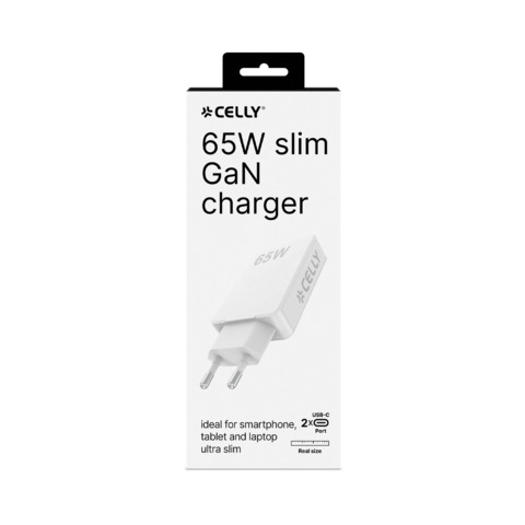 Celly 65W GaN Slim Wall Charger SLIM COLLECTION ULTRA SLIM