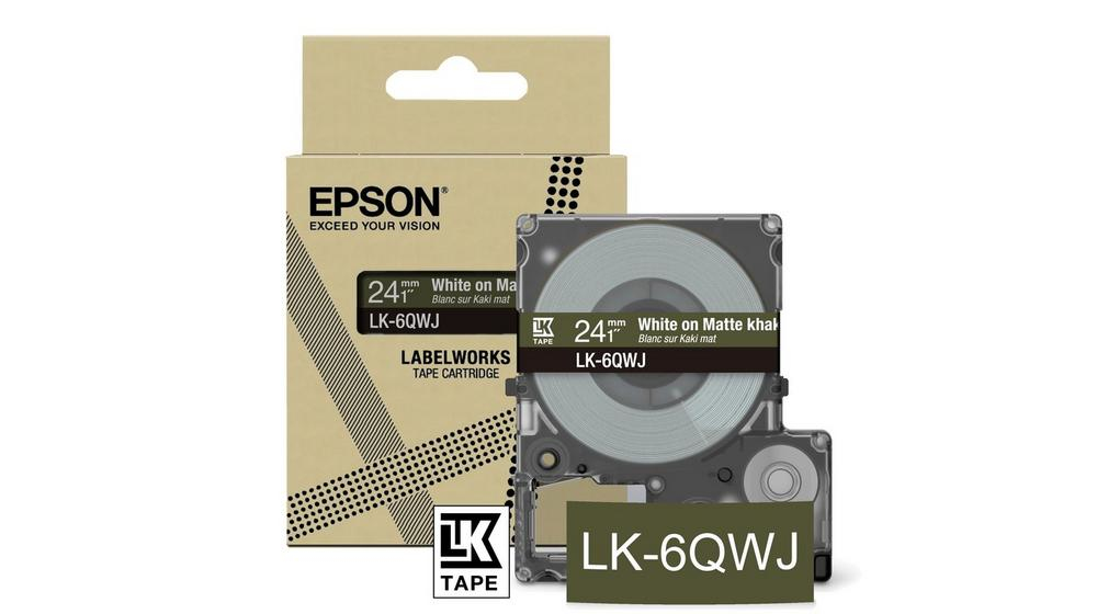 Epson LabelWorks LK-6QWJ - White on matte khaki - Rotolo (2,4 cm x 8 m) 1 cassetta(e) confezione da appendere - cartuccia a nastro - per LabelWorks LW-C610