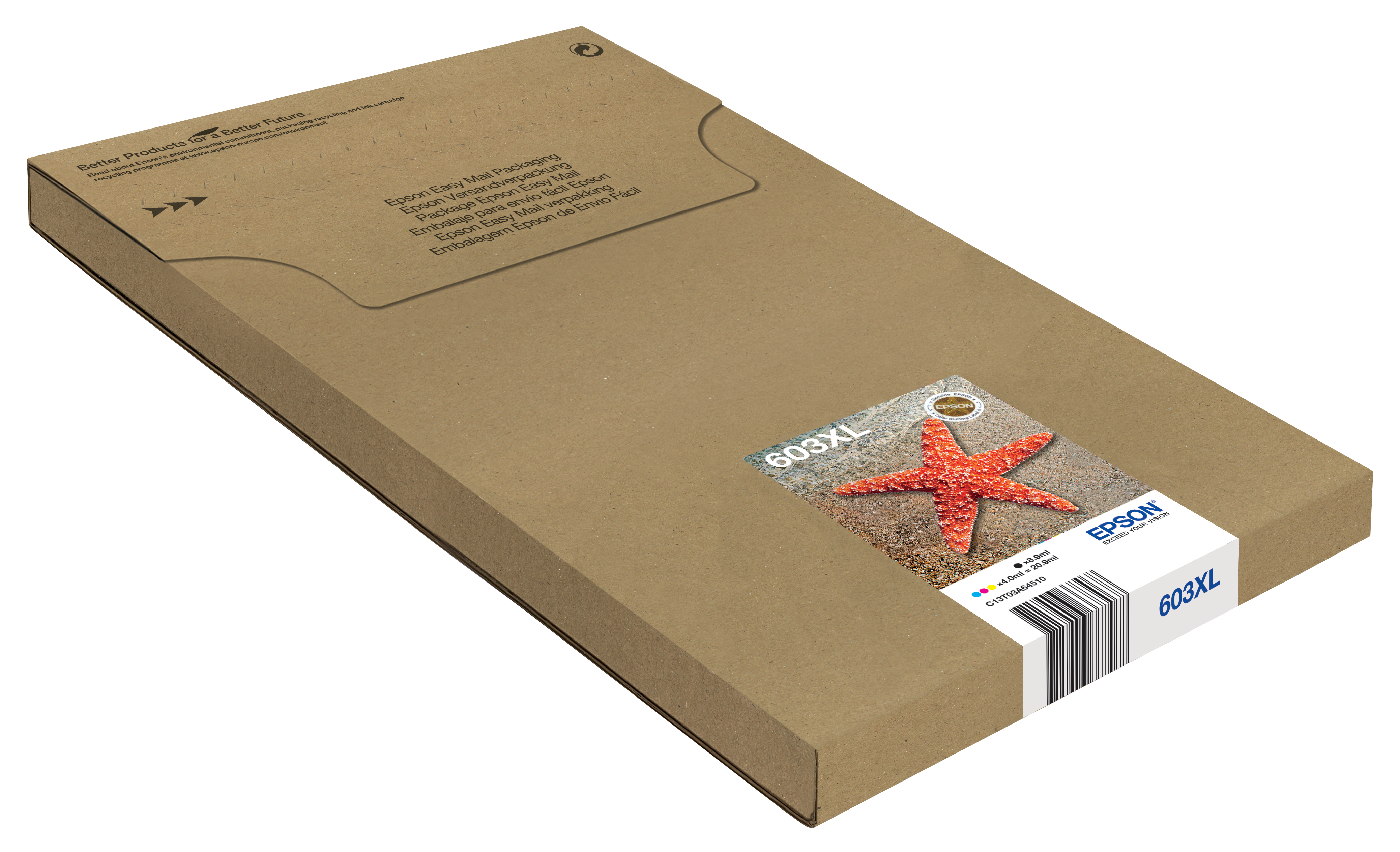 Epson 603XL Multipack Easy Mail Packaging - Confezione da 4 - XL - nero, giallo, ciano, magenta - originale - blister - cartuccia d'inchiostro - per Expression Home XP-2150, 2155, 3150, 3155, 4150, 4155; WorkForce WF-2820, 2840, 2845, 2870