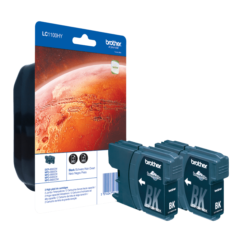 Brother LC1100HYBKBP2 - Alta capienza - nero - originale - blister - cartuccia d'inchiostro - per Brother DCP-6690CW, MFC-5890CN, MFC-6490CW