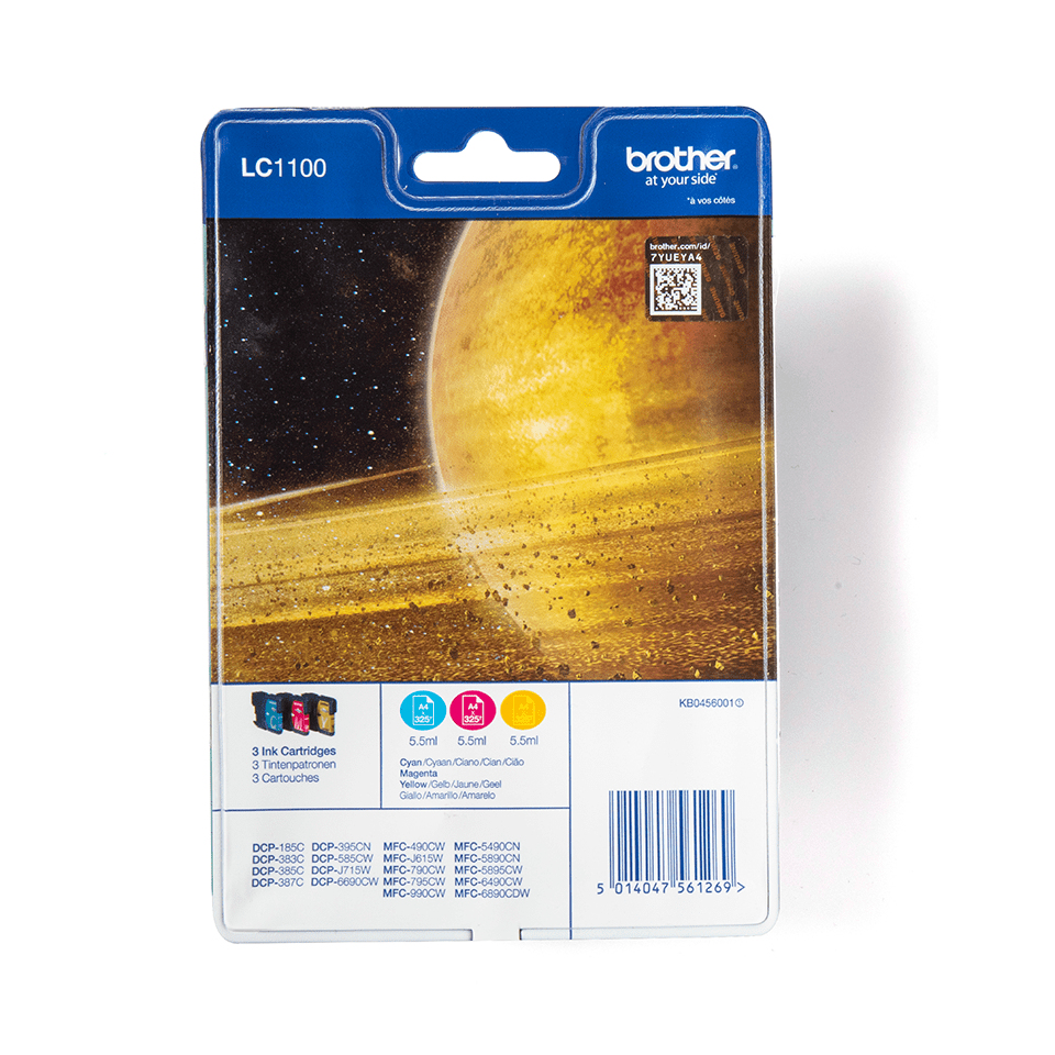 Brother LC1100RBWBP - Giallo, ciano, magenta - originale - blister - cartuccia d'inchiostro - per Brother DCP-185, 385, 395, J715, MFC-490, 5490, 5890, 5895, 6890, 790, 795, 990, J615