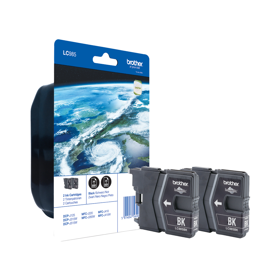 Brother LC985 Twin-Pack - Confezione da 2 - nero - originale - blister con allarme acustico / elettromagnetico - cartuccia d'inchiostro - per Brother DCP-J125, DCP-J140, DCP-J315, DCP-J515, MFC-J220, MFC-J265, MFC-J410, MFC-J415
