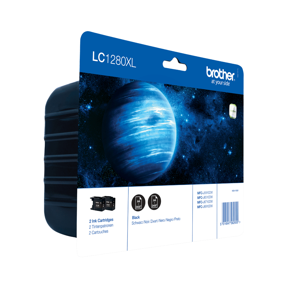 Brother LC1280XLBKBP2 - Confezione da 2 - alta capienza - nero - originale - blister - cartuccia d'inchiostro - per Brother MFC-J5910DW, MFC-J6510DW, MFC-J6710DW, MFC-J6910DW