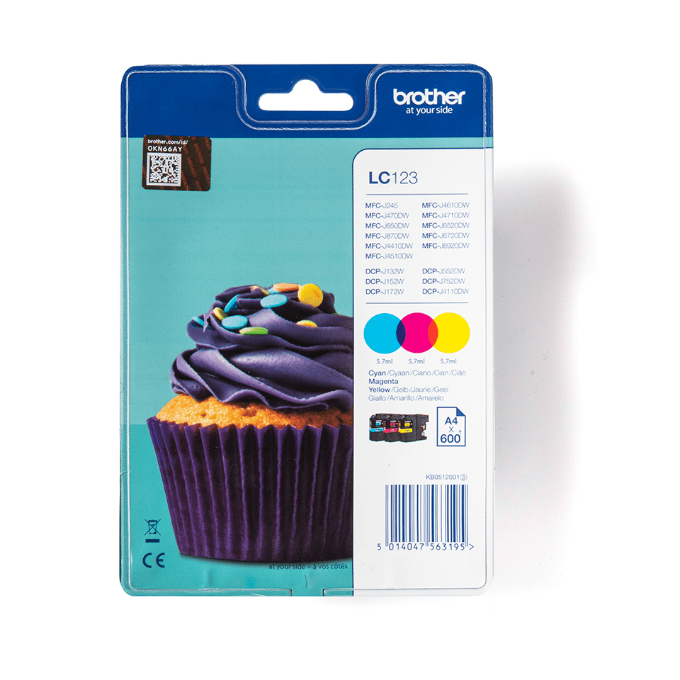 Brother LC123 RainbowPack - Giallo, ciano, magenta - originale - blister - cartuccia d'inchiostro - per Brother DCP-J100, J105, J132, J152, J172, J552, J752, MFC-J245, J650, J6520, J6720, J6920