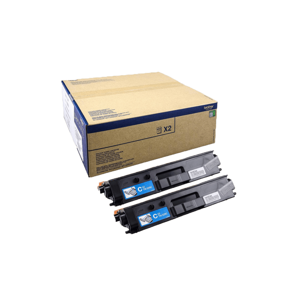 Brother TN329C - Confezione da 2 - ciano - originale - cartuccia toner - per Brother DCP-L8450CDW, HL-L8350CDW, HL-L8350CDWT, MFC-L8850CDW