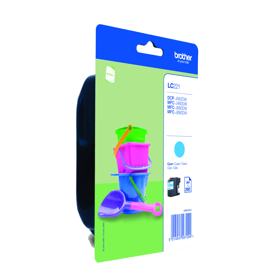 Brother LC221C - Ciano - originale - blister - cartuccia d'inchiostro - per Brother DCP-J562DW, MFC-J480DW, MFC-J680DW, MFC-J880DW