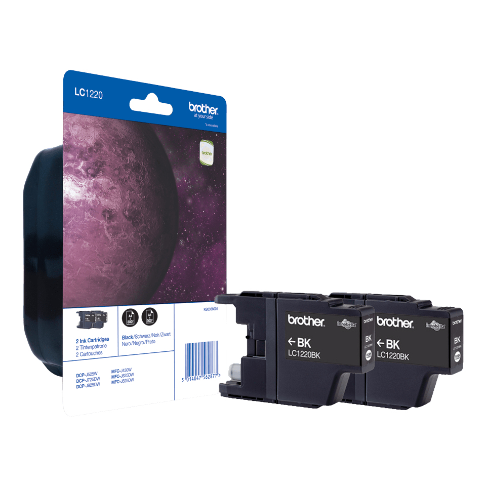 Brother LC1220BKBP2 - Confezione da 2 - nero - originale - blister - cartuccia d'inchiostro - per Brother DCP-J525, DCP-J725, DCP-J925, MFC-J430, MFC-J625, MFC-J825; MyMio MFC-J825
