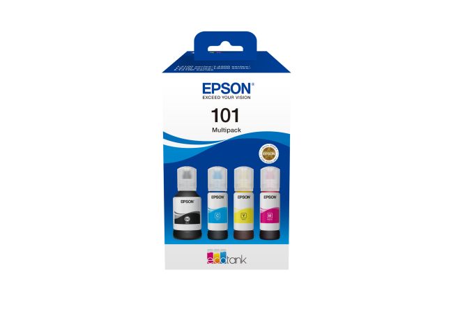 Epson 101 Multipack - Confezione da 4 - nero, giallo, ciano, magenta - originale - serbatoio inchiostro - per Epson L4160, L4260, L4266, L6190, L6260, L6270, L6276, L6290; EcoTank L14150, L4260, L6270