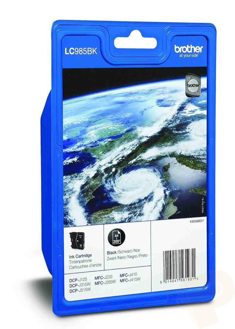 Brother LC985BK - Nero - originale - blister con allarme acustico / elettromagnetico - cartuccia d'inchiostro - per Brother DCP-J125, DCP-J140, DCP-J315, DCP-J515, MFC-J220, MFC-J265, MFC-J410, MFC-J415
