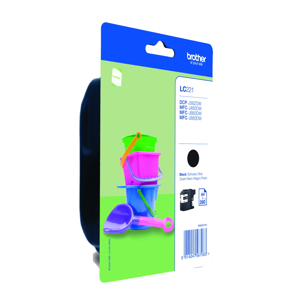 Brother LC221BK - Nero - originale - blister - cartuccia d'inchiostro - per Brother DCP-J562DW, MFC-J480DW, MFC-J680DW, MFC-J880DW