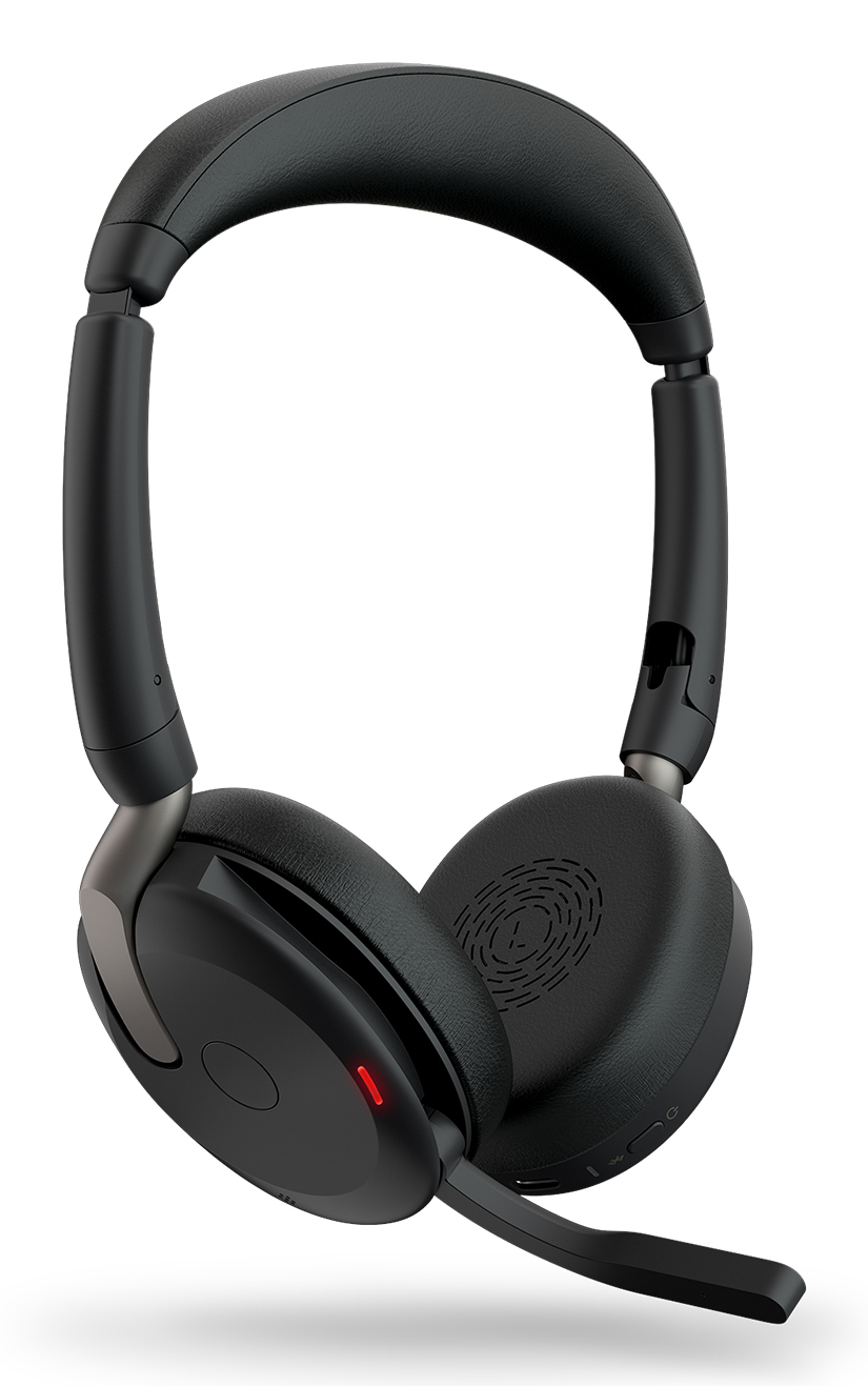 Jabra Evolve2 65 Flex UC Stereo - Cuffie con microfono - on-ear - Bluetooth - senza fili - eliminazione rumore attivata - USB-A - nero - con pad di caricamento wireless - Ottimizzato per UC