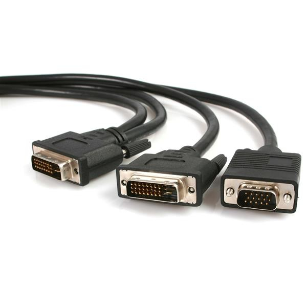 StarTech.com Cavo splitter video DVI-I maschio a DVI-D maschio e HD15 VGA maschio da 1,8 m - Splitter DVI - DVI-I (M) a HD-15 (VGA), DVI-D (M) - 1.8 m - viti a serraggio manuale - nero