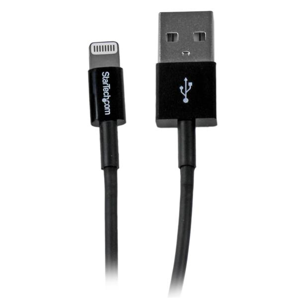 StarTech.com Cavo Connettore Lightning 8-pin Apple a USB di tipo Slim per iPhone / iPod / iPad da 1m - Nero - Cavo Lightning - Lightning maschio a USB maschio - 1 m - schermato - nero - per P/N: ST1030USBM